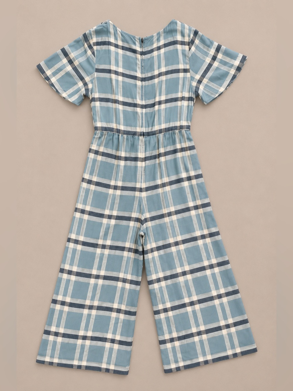 Wild Fable Blue Plaid Wide Leg Jumpsuit Medium Boho Cottagecore - Picture 3 of 9